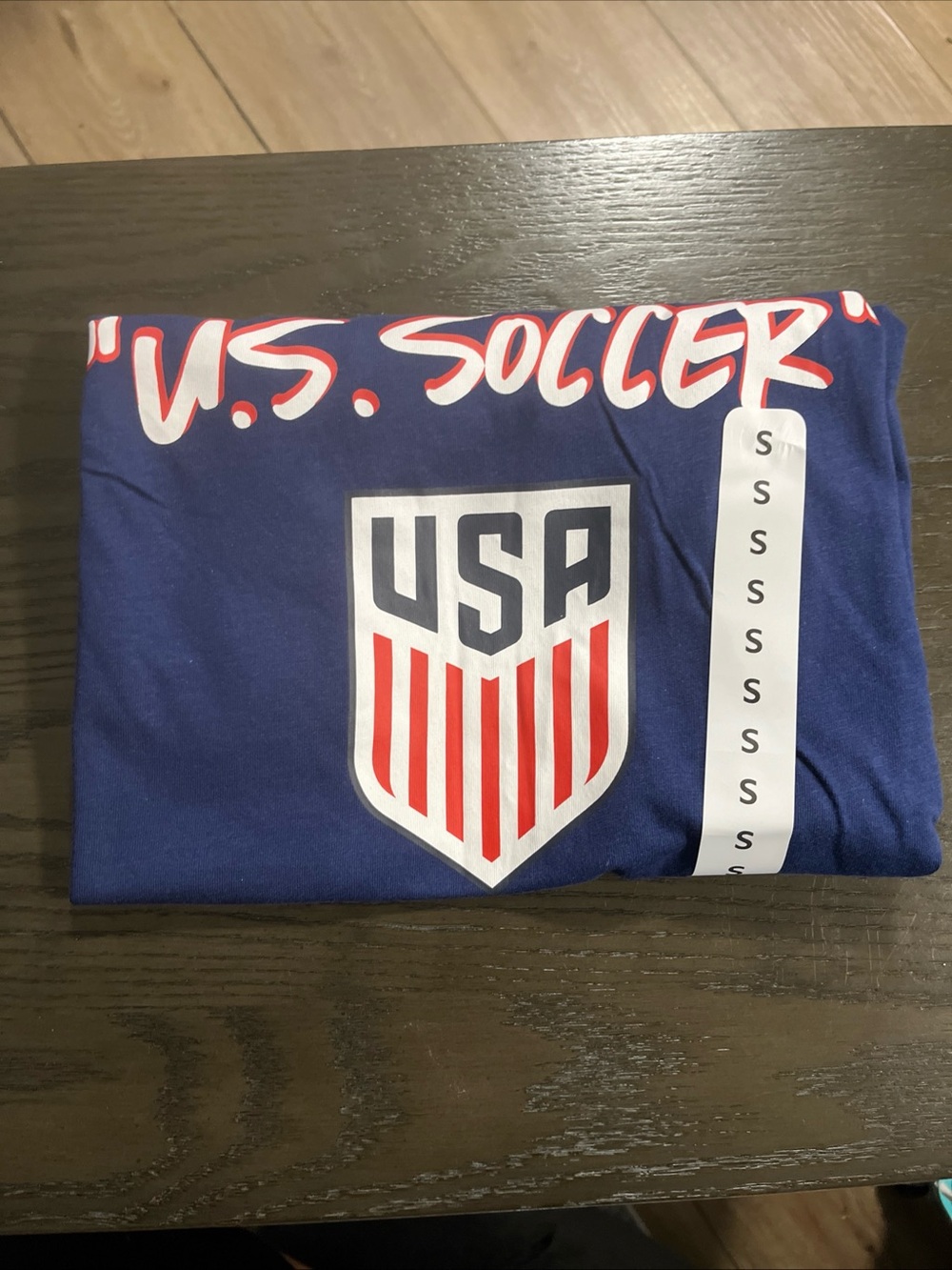USA Soccer Crest Tee - Navy with Red & White Shield “U.S. SOCCER” Women’s Small